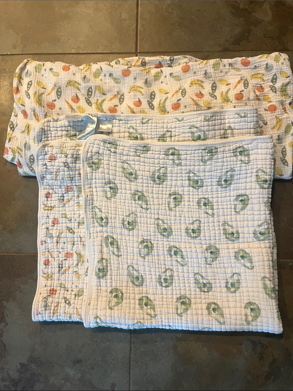 aden + anais Essentials Muslin - Fruit Print, White Crib Sheet and Blanket